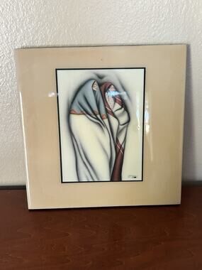 Vintage Robert Redbird Native American Art Ceramic Tile Wall Plaque 8x8 USA